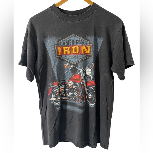 Tultex Other - American Iron Biker Motorcycle Vintage 1997 Graphic Tee Faded Sz Large